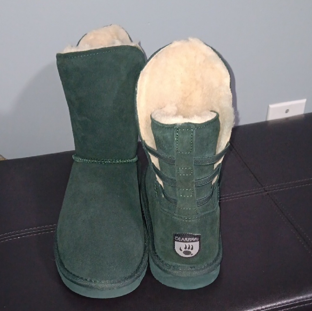 BearPaw Forest Green Kids Boots